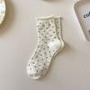 Trendy Rolled-up Polka Dot Mid-calf Socks, Summer Thin Student Girlish Pile Socks, Mid-calf Women's Socks