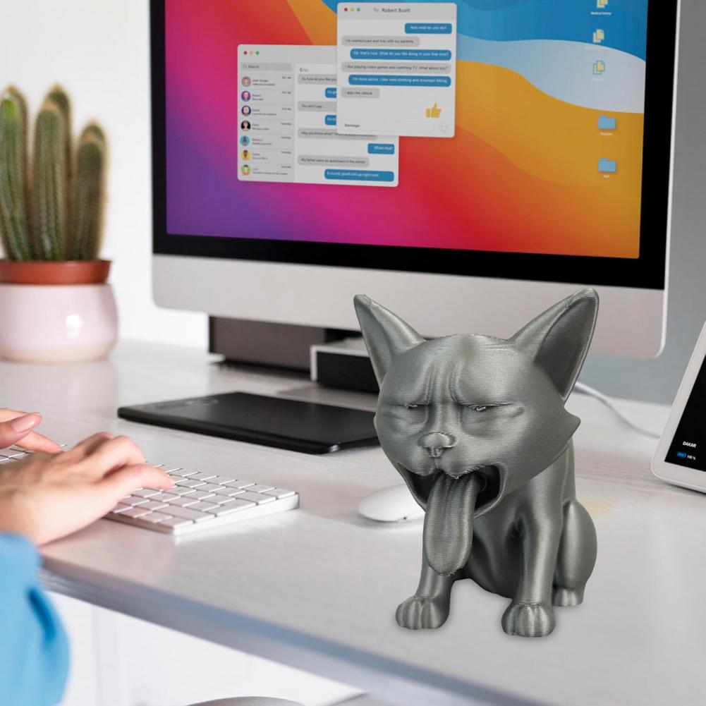 Статуэтка Рвотный Кот Прочная Фигурка Кота Уникальная 3D-печатная Скульптура Фигурки Кота для Декора Дома и Офиса Статуэтка Рвотного Котенка