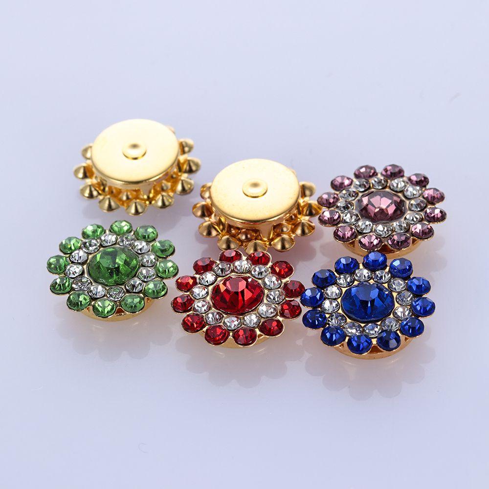 Sparkling Flower-shaped Crystal Glass Stone Rhinestone Buttons Hat Accessories Clothes Decoration