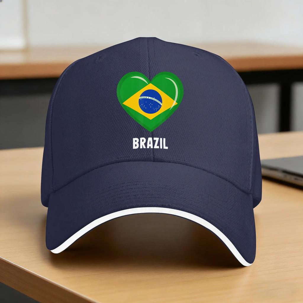Brazil Flag Heart Baseball Cap  Unisex Women Custom DIY Hip Hop Hats Summer yk Cute Running Hippie Sun Visor Baseball Caps
