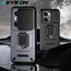 KEYSION Shockproof Armor Case for HONOR 400 Pro 5G Slide Camera Lens Protection Ring Stand Phone Cover for Huawei Honor 400 5G
