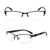 Classical Half Frame Men Business Glasses Ultralight Flexible Eyewear Men Metal Black Frame Blue Light Blocking Clear Lens Square Eyeglasses