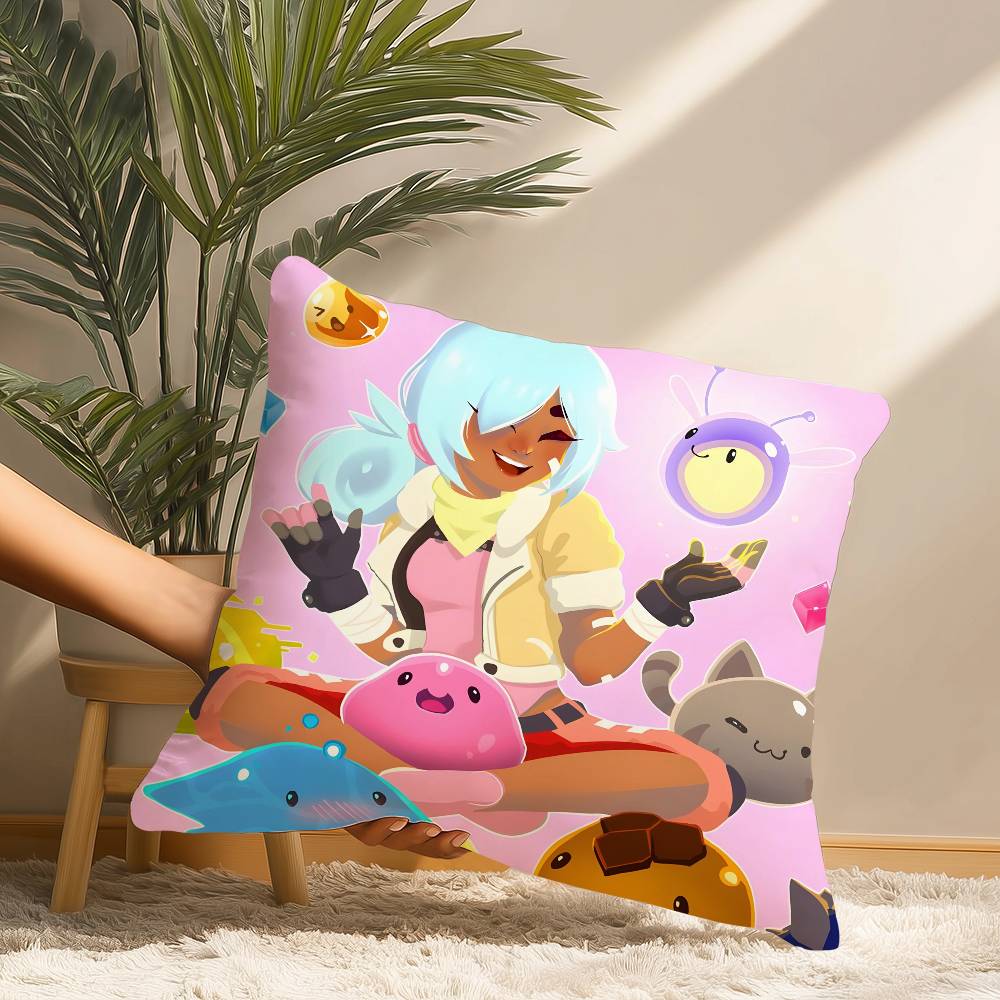 S-Slime R-Ranchers Game Pillow Case Short Plush Print Cushion Cover Square Throw Pillow Covers Sofa Home Decor