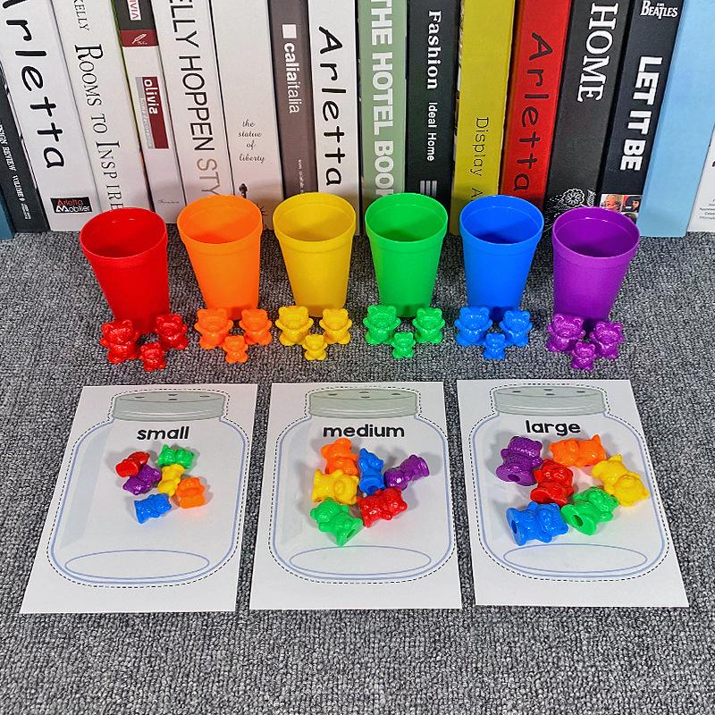 Монтессори Радуга Соответствующая игра для детей, подсчет веса, игрушка-медведь, познание животных, сортировка по цвету, обучение, сортировка, образовательный ребенок