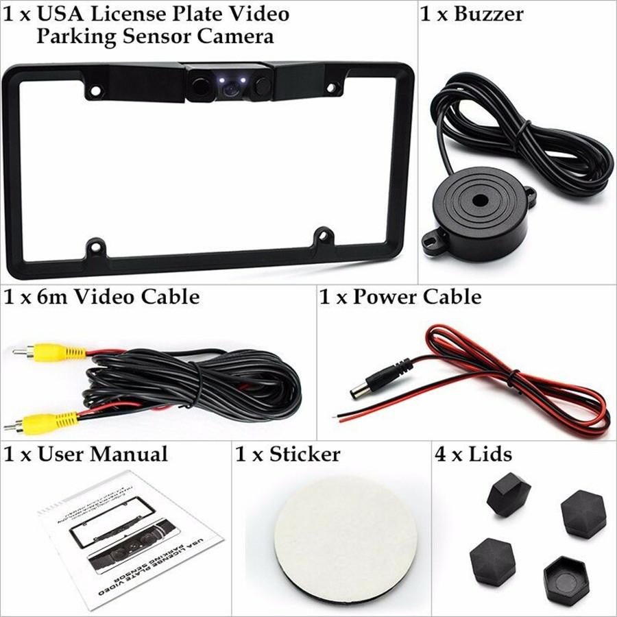 Car License Plate Frame Parking Sensor Radar Rearview Backup Camera Night View