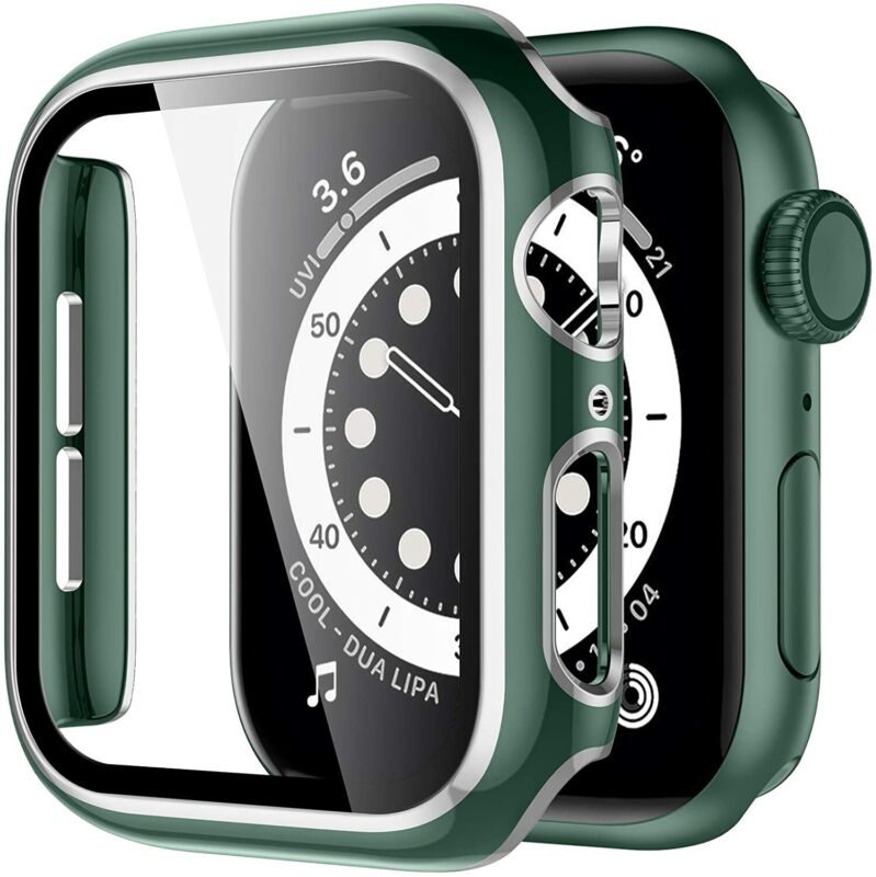 For Apple Watch SE 40mm 44mm 42mm 38mm Two-Color Hard Case Tempered Glass Film Screen Protector