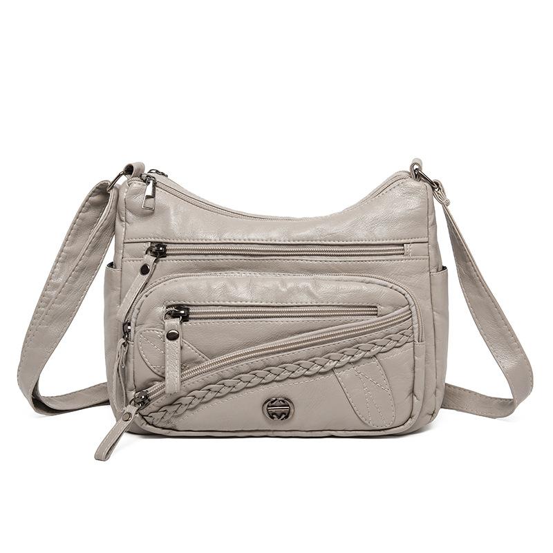 Новая женская сумка через плечо, мягкая кожаная текстура, много отделений, большая вместимость, модная, простая, винтажная сумка почтальона