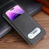 Чехол-книжка из натуральной кожи с окошком для просмотра для iPhone 16 15 14 Pro Max 16 Plus 13 12 11 XR XS 7 Plus Кошелек-раскладушка Роскошный Бесплатный Ответ
