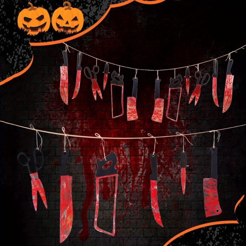1-5Sets Bloody Horror Halloween Banner Scary  Hanging Decoration for Haunted House Movie Theme Birthday Carnival Party Props