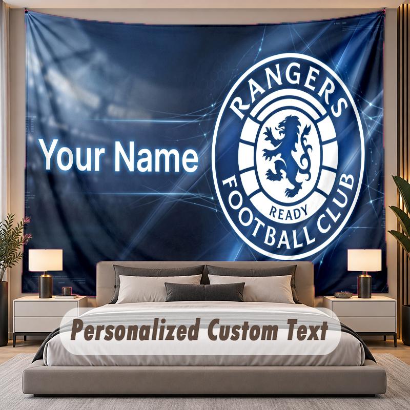 Custom Name Text Tapestry Rangers FC Personalized Polyester Wall Tapestry For Bedroom And Room