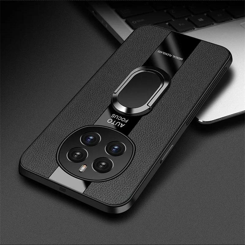 Роскошный чехол для телефона из плексигласа и кожи для Honor Magic 7 Pro с магнитным держателем-кольцом, противоударная крышка для Magic 7 Lite 6 Lite 5 5G
