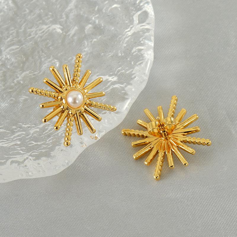 Французский темперамент серьги-гвоздики в форме звезды с жемчугом женские серьги из титановой стали с покрытием из 18-каратного золота высокого качества универсальные серьги