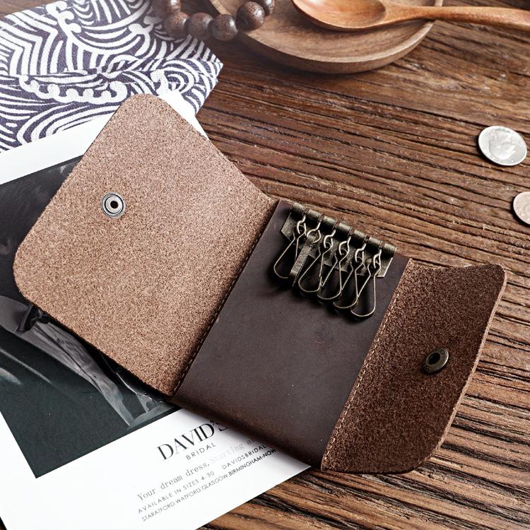 Держатель для карт из натуральной кожи с кошельком для ключей для мужчин, высококачественный органайзер для ключей в стиле ретро для женщин, чехол для ключей для дома