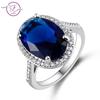 Luxury AAAA Cubic Zirconia Silver Ring for Women 10X14 Large Oval Multicolor Blue Stone Party Wedding Jewelry Anniversary Gifts