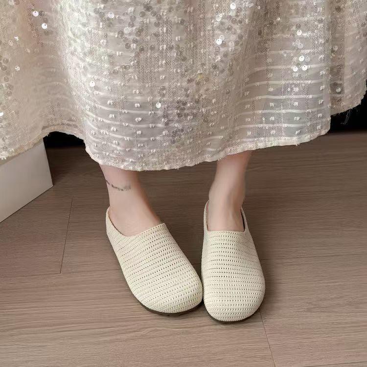 Вечерний бриз толстоподошвенные богемные бокен туфли женская верхняя одежда тканые полые дышащие полушлепанцы с одним педальным мешком на носке