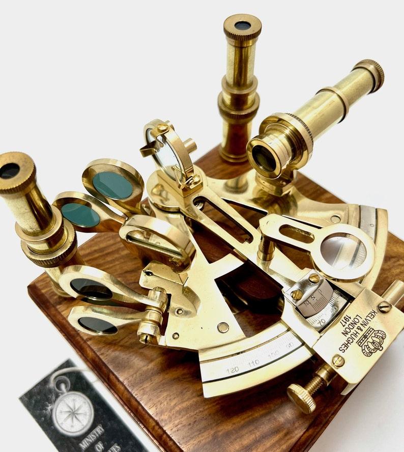 Antique Brass Sextant - Personalised Navigational Tool for Astronomy and Marine Navigation Vintage Marine Astrolabe Ship's Instrument