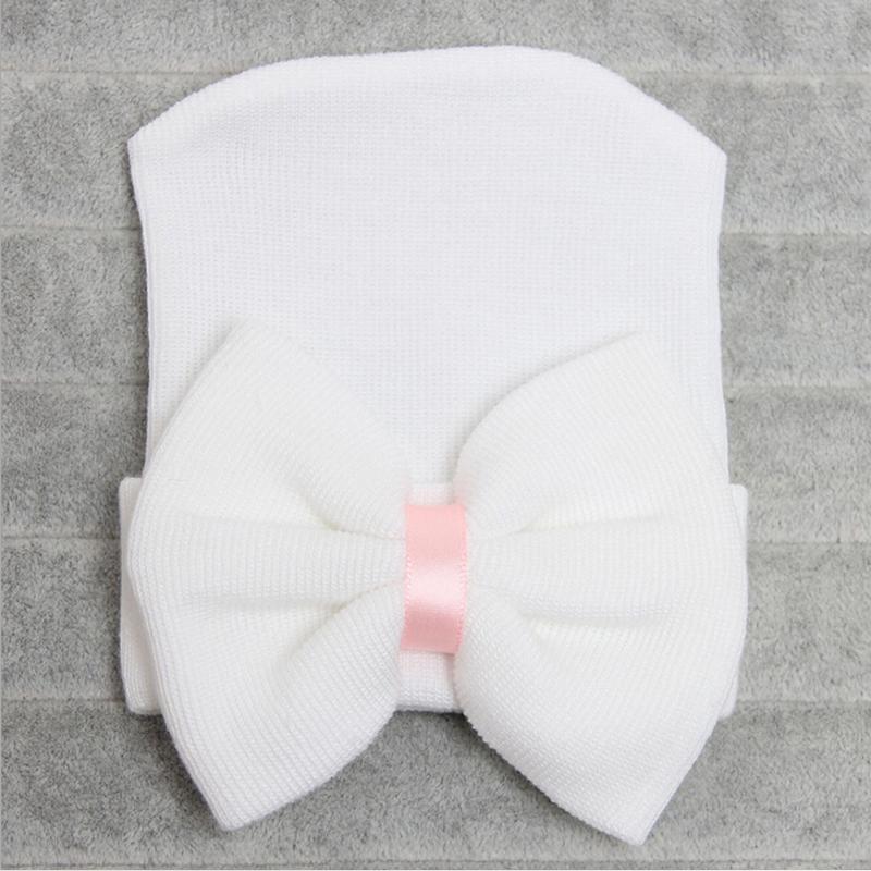 Newborn Baby Girls Striped Headband Headwear Toddler Soft Beanie Hat with Bow