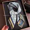 70x70cm Lightweight Square Scarf Women Vintage Black Floral Print Silk-Feel Neck Wrap UV Protection Stylish Accessory