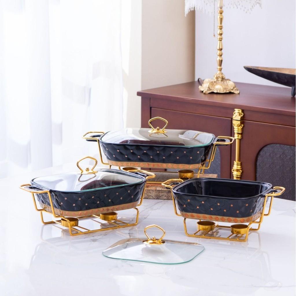 Light Luxury Style Golden Point Ceramic Soup Pot Household Large Capacity Golden Baking Pan Dry Soup Pot Creative Pot