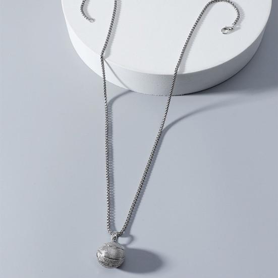 Мужское ожерелье с геометрическим круглым полым мячом, мемориальное гальваническое платье, мужской баскетбольный мяч из нержавеющей стали