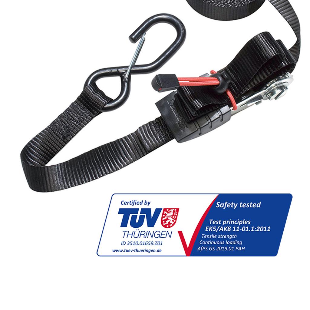 Master Lock Pack of 2 Ratchet Tie Down Straps with S-Hooks, 425 x 2,5 cm