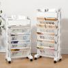 Bookshelf Shelf Movable Desk Side Bookshelf Floor Desk Small Cart Book Storage Shelf Office Study Supplies Storage Rack