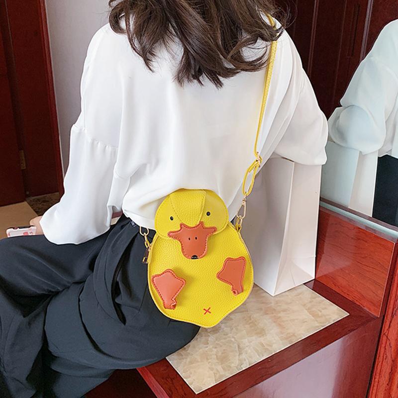 Women Duck Shape Bag Crossbody Female Soft PU Leather Shoulder Bag Girls Cute Cartoon Duck Handbags And Purses