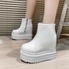 Inside Heightened Wedge Heel Booties Fall/Winter New Round Toe Spliced Side Zipper Platform Non-Slip Single Shoes