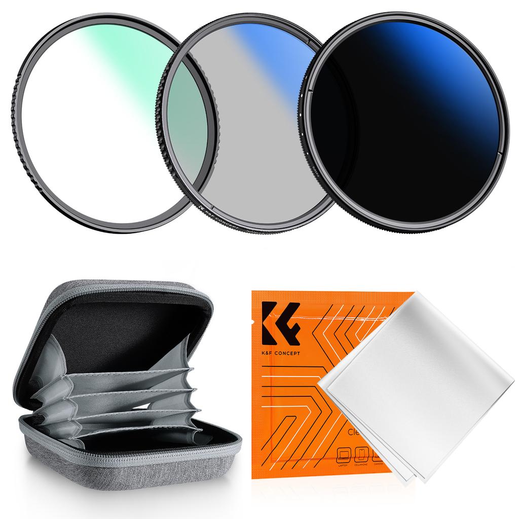K&F CONCEPT Фильтры серии K 49-82 мм UV/CPL/ND2-400/Black-Mist 1/4 Крышка Салфетки для чистки Набор фильтров для объектива камеры для Nikon Canon Leica