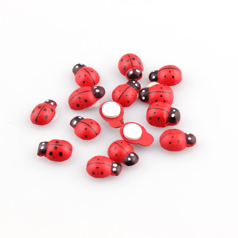 10 шт./компл., милая деревянная наклейка с божьей коровкой и божьей коровкой для детей, DIY ремесло, домашний декор