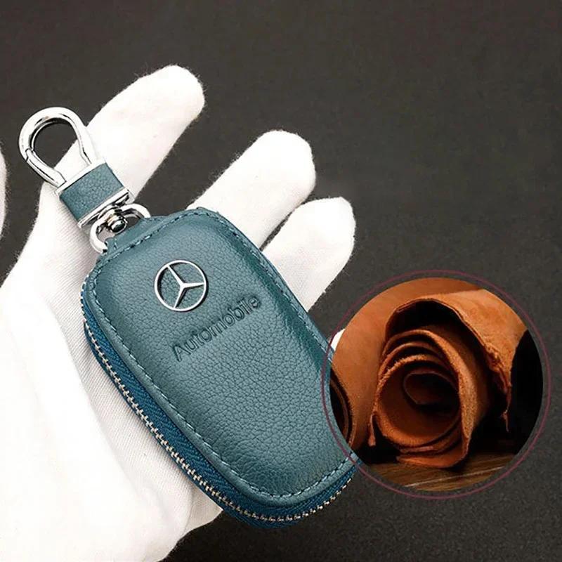AABHZ1 Car Key Bag for Mercedes Benz Leather Keychain Protective Storage Case W212 CLA SEL SL SLK S W210 W203 W204 W210 W211 hub cap