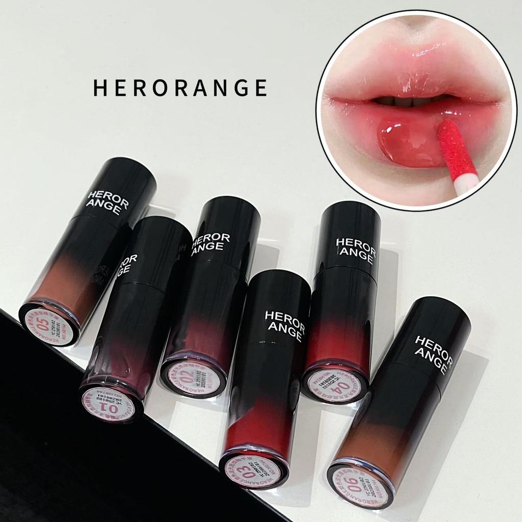 Herorange Condensing Wave-Gloss Lip Essence, with a Moisturizing and Silky Texture, Creates a Clear, Dewy Mirror-Like Finish on the Lips