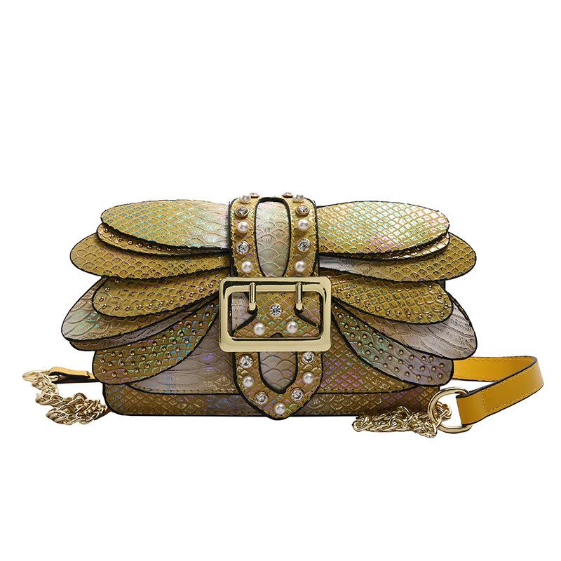 2025 Luxury Handmade Pearl Rivet Butterfly Wing Crossbody Shoulder Bag New Fashion Women Designer Handbag Retro Chain Square Bag