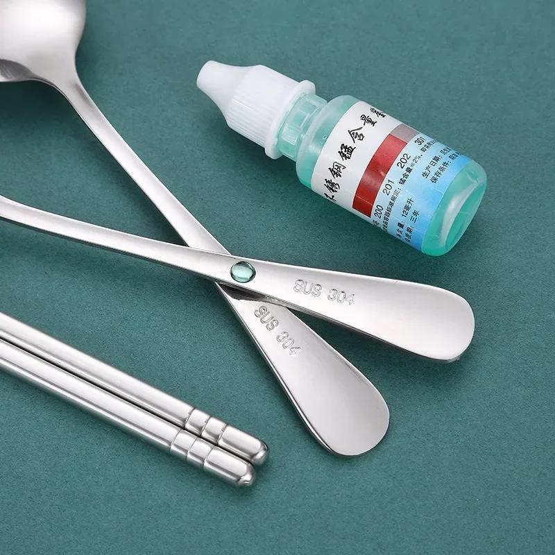 Портативный набор столовых приборов из нержавеющей стали с коробкой для хранения, палочки для еды, вилка, ложка, нож, дорожный набор посуды, столовые приборы для кемпинга