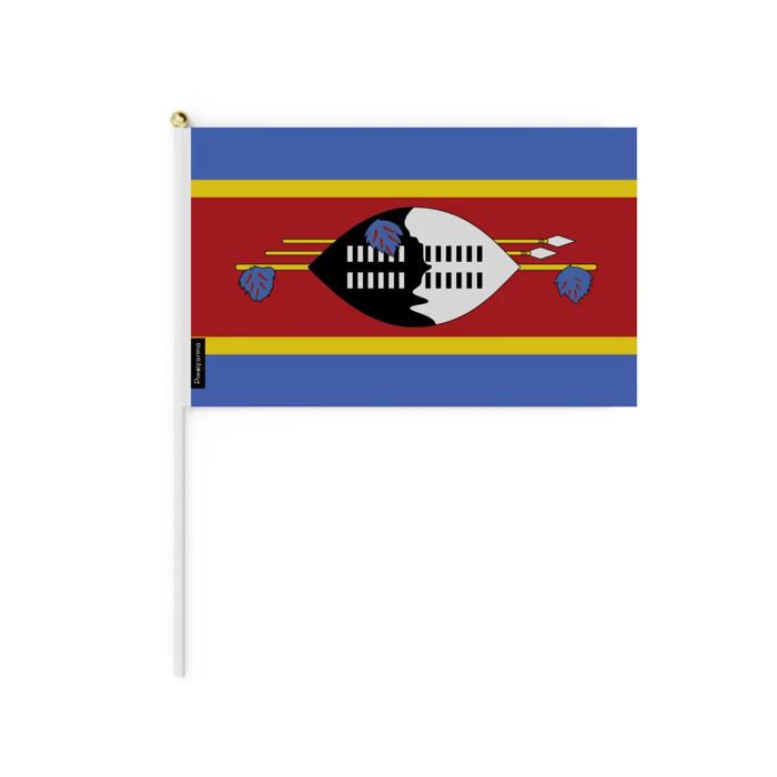 Lot de Mini-Drapeaux – l'Eswatini – 14 x 21 cm – À Tenir à la Main – Polyester - 100 pièces – Pixelforma