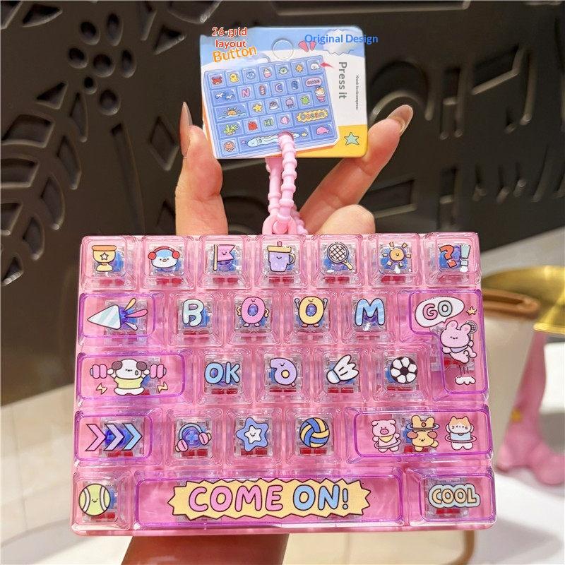 Cute Portable Decompression Toy 26 Key Sensory Push Button Toy Fashion Bag Pendant for Daily Time Killing