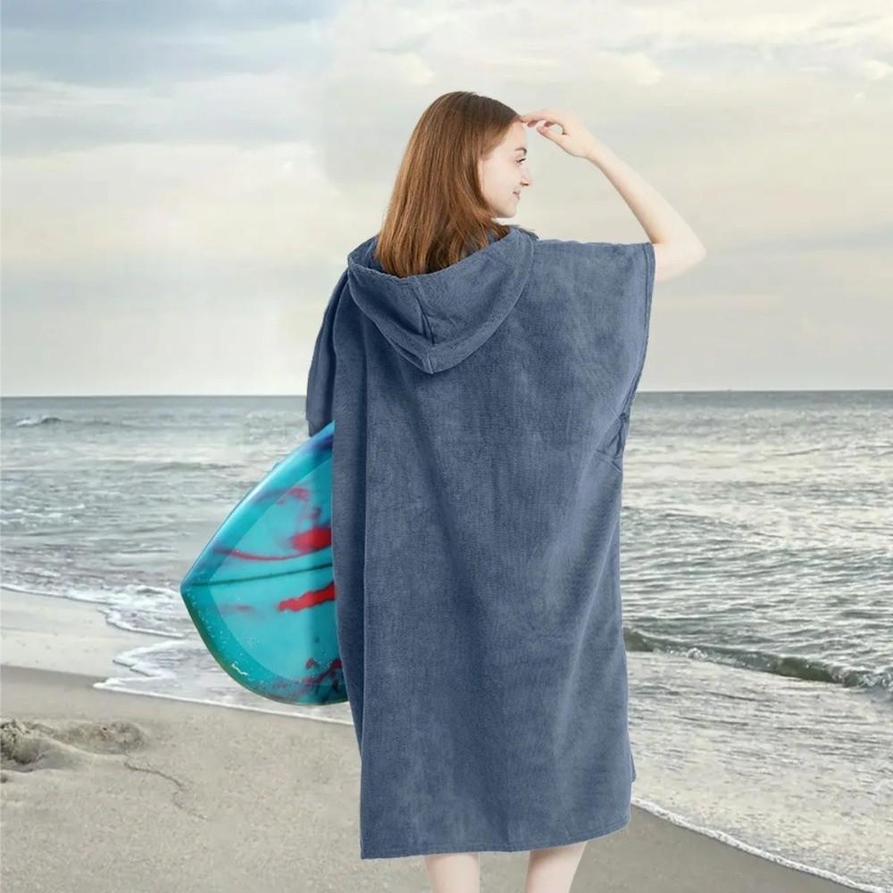 Bathrobe Microfiber Surf Poncho Towel Hooded Thick Beach Robe Soft Extra Large Changing Poncho Beach