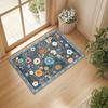 Floral Floor Mat Stain Resistant Washable Non-Slip Area Rug Thick Faux Wool