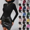Women's Fashison Autumn Winter Basic Turtleneck Rib Knitted Sweaters Bottoming Warm Sweaters Long Sleeve Pullovers Solid Sweater Jumper Slim Tops