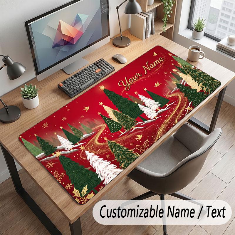 Mushroom Forest Theme Customized Mouse Pad Personalized Print Name Text Desk Mat For Home Office Table Decor