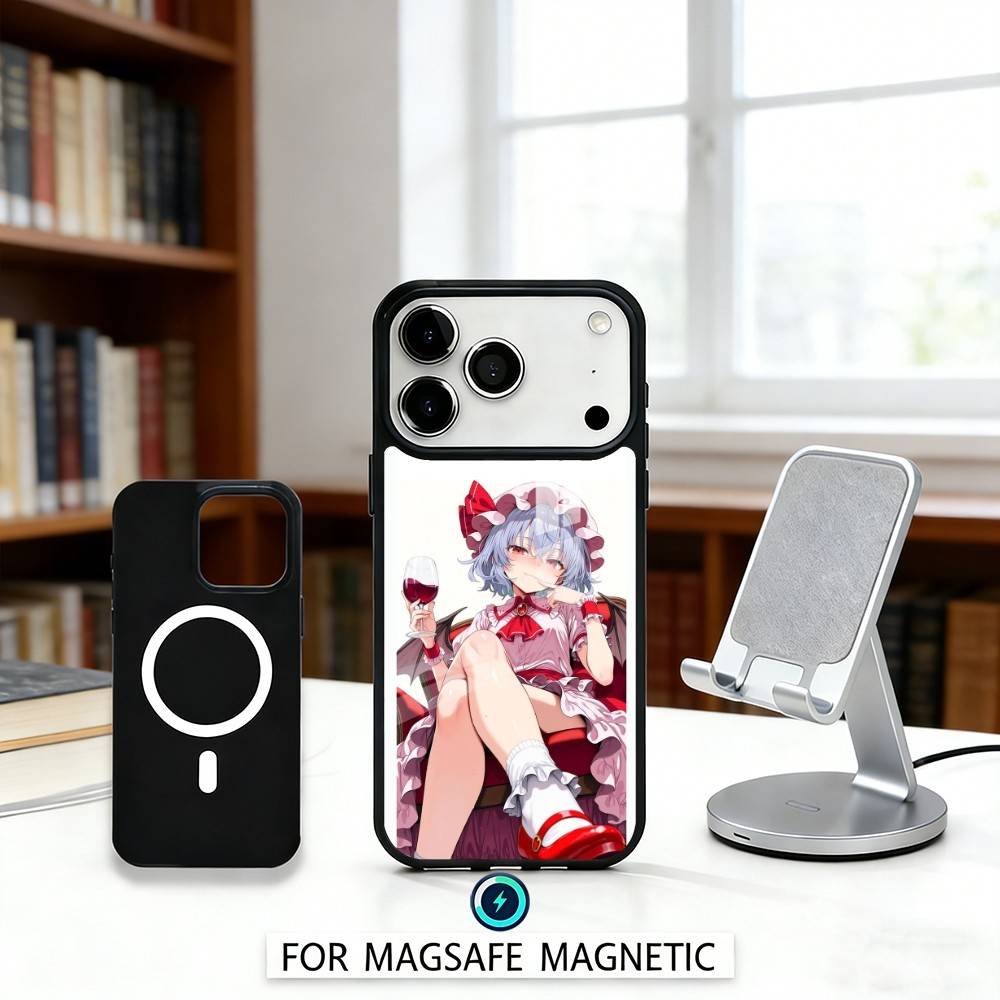 Cute TouHou Project Flandre Phone Case Magnetic For iPhone17 16 15 14 13 12 Pro Max For Magsafe Wireless Charging Cover