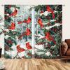 2pcs Redbird On The Tree Printed Curtain for Christmas Home Decor - Rod Pocket Window Treatment for Bedroom, Office, Kitchen