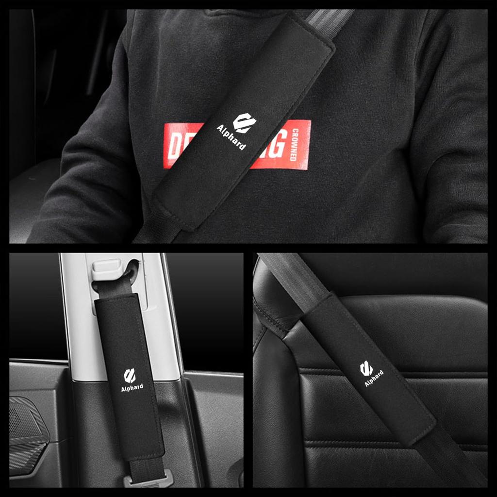 ALPHARD Seat Belt Covers and Car Soft and Secure Shoulder and Neck Reduces Suitable for Children and Set of Black Pads, Accessories, Comfortable,