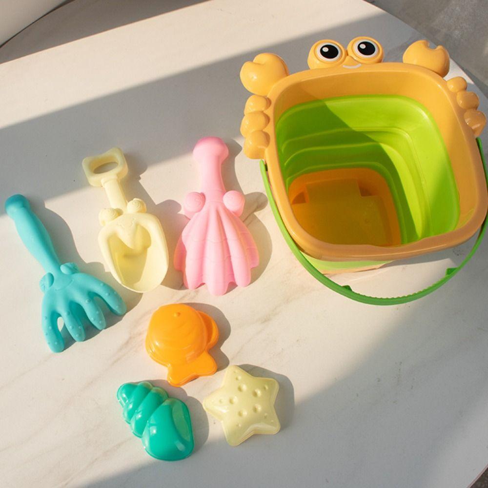 4pcs/Set With Bucket Folding Bucket Beach Toys Parent-Child Summer Beach Toys Children Kids