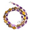 Natural Tiger Eye Amethyst Rose Quartz Gemstone Smooth Beads Necklace 17" UB4177 UB-4177
