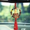 Upgraded Car Rearview Mirror Buddha Pendant Chinese Wooden Carving Lotus Buddha Statue Auto Hangings Tassel Decor Car Interior