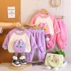 0-5-year-old Girls' Long Sleeved 2-piece Set, Cute Girls' Fleece Pocket Hoodie, Casual Pants, High-quality Children's Clothing