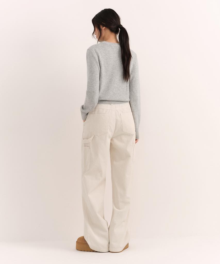 MUSINSA STANDARD WOMAN 11W Corduroy Wide Carpenter Pants [Cream]