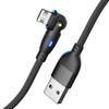 ALLVD 2m Black Micro USB Cable L-shaped 180 Degree Rotation Fast Charging High Speed Data Transfer Micro Made of Reinforced TPE Type A To Micro B