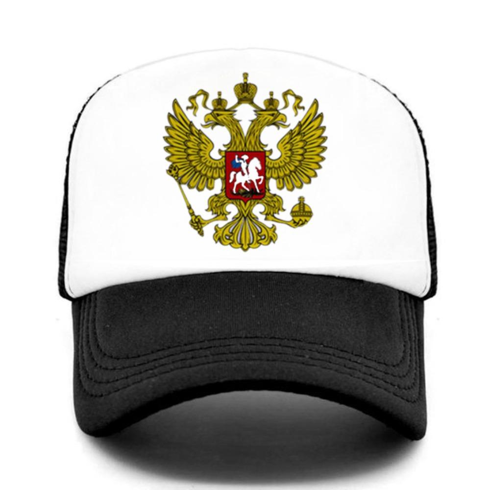 Double-Headed Eagle Print Mesh Baseball Cap Russia National Emblem Breathable Peaked Cap Adjustable Snapback Hats